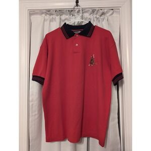 Scottish Isle by Bernette Men's Embroidered Cotton Golf Polo Red & Navy L Preppy